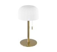 Ikon Copenhagen - The Ikon Rechargeable Lamp in Brass Gold | USB-C | 3 Light Settings | Indoor & Outdoor | IP44 Waterproof | Remote & Timer Compatible - Striped or Smooth Shade (Striped Shade)