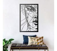 ikonika Metal Abstract Woman Face Left Wall Art, Black Wall Decor for Living Room, Bathroom, Kitchen, Bedroom, Office