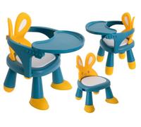 ikonka Feeding Chair Rabbit Shape Ergonomic Design Comfortable Seat with Cushion 2-Level Leg Adjustment Maximum Weight 30 kg Colour Yellow / Blue