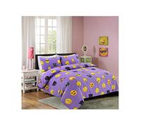 Ikons Single Lilac Duvet Cover and Pillowcase Quilt Bedding Bed Set with Facial Expressions and Emotions - Single, Lilac