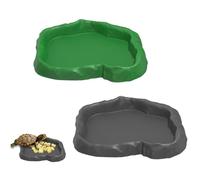 IKOPFLN 2 Pieces Turtle Food Water Bowl for Reptiles, Turtle Accessories, Turtle House Drinking Bowl, Reptile Water Bowl Turtle Accessories, Small (S)