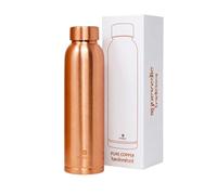 iKopper Pure Copper Water Bottle - 100% Handcrafted Ayurvedic Tamra Jal Drinking Vessel, Unlined Seamless with Leak-Resistant Screw Lid, Premium Gift Box, 950ml/32oz, 10"
