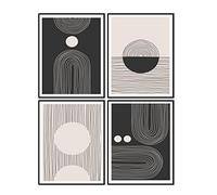 IKORNUO Abstract Boho Wall Art Prints for Living Room, Bedroom, Kitchen, Bathroom Wall Decor, Minimalistic Room Decor Poster & Pictures, Black and White Wall Art, Set of 4, 8" x 10", Unframed.