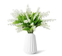 Ikosora 12pcs Artificial Lily of The Valley Plastic & Silk Flowers, Long-lasting Decoration for Home, Office, Garden, Events