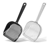 Ikosora 2 Pack Cat Litter Scoop, 26cm Durable Plastic Shovel Set - 1 Black & 1 Transparent, Efficient Sifting Scooper for Kitty Litter, Easy Clean Pet Waste Tool for All Litter Types