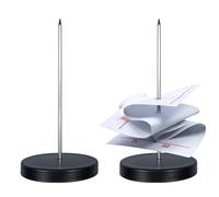 Ikosora 2 Pcs Receipt Holder Spike, 5.5inch Metal Memo Spike, Black Straight Rod Spike with Round Stand, Spindle Spike Stick Receipts Desk Check Bill Fork for Restaurant Office Bar Supermarket