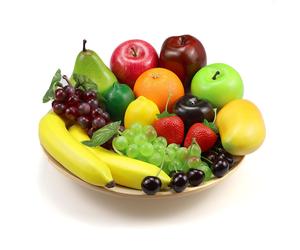 Ikosora 20 Pcs Fake Fruit Pack, Artificial Fruit for Decoration Party, Realistic Fake Fruits Table Centrepieces Decoration Home Kitchen, Lifelike Faux