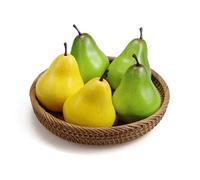 Ikosora 6 Pcs Fake Pears, Artificial Yellow Pears Lifelike Green Pears for Decoration Home, Realistic Faux Pears House Kitchen Party Decoration, Lifelike Faux Fruits Pear Decor Desk Ornament