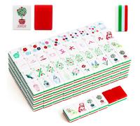 Ikowo American Mahjong Tile Set(4 Layer), 1.2”Mahjong Tile Set with Carrying Bag, 160 Red Travel Mahjong Set, 4 All-in-One Rack/Pushers & Accessories, Unique Gift for Mahjong Enthusiasts,Home/Travel