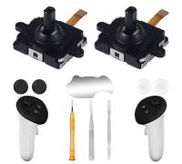 Ikpek 2 Pack Joystick Replacement Kit for Meta Quest 3 Controller(10 in one), Repair Kit for Oculus Quest 3Controller, Include 4 Joysticks, 4 Thumbstick Grips, T5 Screwdriver, Tweezer, Pry Tool