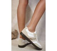 Ikrush Aliyah Lace Up Stripe Platform Trainers In White White