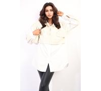 Ikrush Andrea Two Tone Zip Front Oversized Long Sleeve Shirt In Beige Beige