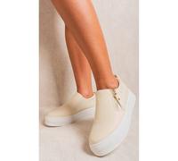 Ikrush Andrea Zipper Decor Slip On Trainers In Beige Beige