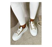 Ikrush Angelah Lace Up Love Platform Trainers In Gold Gold