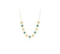 IKRUSH ARIIRA Black Gold-Tone Enamel Clover Link Statement Necklace - Princess Length Floral Jewellery