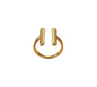 IKRUSH ARIIRA Gold-Tone Adjustable Open Ring for Women, Geometric Parallel Bar Statement Jewellery, Minimalist Modern Cuff Ring