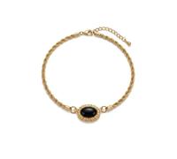 IKRUSH ARIIRA Gold-Tone Delicate Rope Chain Necklace with Oval Resin Stone Pendant, Minimalist Layering Jewellery for Women, Elegant Gift