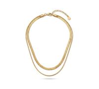 IKRUSH ARIIRA Gold-Tone Double Layered Necklace for Women, Minimalist Herringbone and Snake Chain Choker, Adjustable Fashion Jewellery