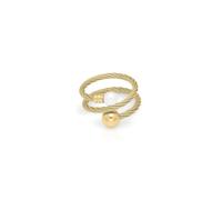 IKRUSH ARIIRA Gold-Tone Faux Pearl Statement Ring with Double Orb Twist Design for Women, Gift Jewellery