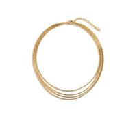 IKRUSH ARIIRA Gold-Tone Gabita Multi-Layer Necklace for Women, Dainty Four Strand Flat Serpentine Snake Chain, Minimalist Jewellery