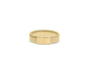 IKRUSH ARIIRA Gold-Tone Metal Bangle Ribbed Wide Bracelet for Women - Statement Jewellery