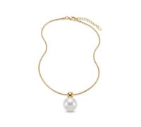 IKRUSH ARIIRA Gold-Tone Minimalist Pearl Pendant Necklace for Women, Dainty Snake Chain Stainless Steel Jewellery Gift