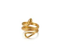 IKRUSH ARIIRA Gold-Tone Snake Ring for Women, Statement Coiled Wrap Around Design with Textured Scale Detail, Animal Themed Fashion Jewellery
