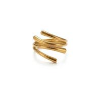 IKRUSH ARIIRA Gold-Tone Swirl Open Ring for Women, Stainless Steel Statement Stacking Ring, Minimalist Adjustable Spiral Jewellery