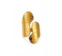 IKRUSH ARIIRA Gold-Tone Tempa Statement Ring for Women, Bold Open Wrap Ring with Hammered and Engraved Texture, Chunky Artistic Fashion Jewellery
