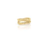 IKRUSH ARIIRA Gold-Tone Textured Twin Band Statement Ring for Women, Casual Jewellery