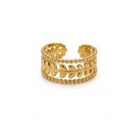 IKRUSH ARIIRA Gold-Tone Wide Open Band Ring for Women, Adjustable Filigree Leaf Vine Statement Floral Jewellery