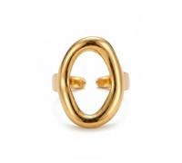 IKRUSH ARIIRA Gold-Tone Yara Minimalist Statement Ring for Women, Adjustable Open Band with Abstract Oval Design, Polished Stainless Steel Jewellery