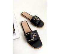 Ikrush Ashleigh Gold Detail Sliders In Black Black