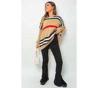 Ikrush Ava Oversized Striped Long Sleeve Knitted Jumper In Camel Camel