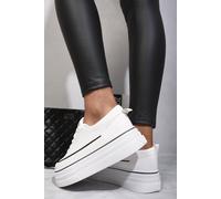 Ikrush Breanna Platform Wedge Lace Up Trainers In White White