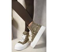 Ikrush Dana High Top Lace Up Platform Ankle Trainers With Decorative Detail Multi