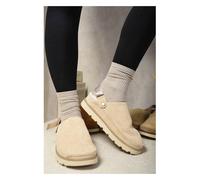 Ikrush Delilah Faux Fur Slingback Closed Toe Clogs In Beige Beige
