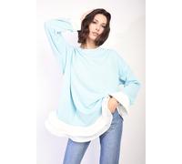 Ikrush Fiona Contrast Ruffled Hem Top In Light Blue Light Blue