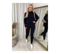 Ikrush Gabriela High Waisted Rib Curvy Leggings In Black Black