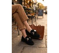 Ikrush Ines Faux Suede Chunky Loafers In Black Black