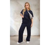 Ikrush Jennifer Contrast Stripe Top And Wide Leg Trouser Co-Ord Set In Navy Navy