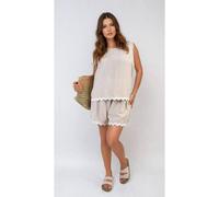 Ikrush Johanna Scallop Hem Top And Short Co-Ord Set In Beige Beige