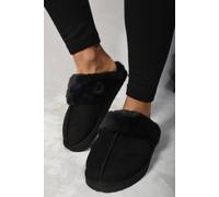 Ikrush Josie Fuzzy Faux Fur Lined Slip-On Slippers In Black Black