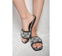 Ikrush Josie Woven Print Front Strap Flat Sandals In Grey Grey