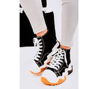 Ikrush Kayla Chunky Platform Round Toe Lace Up Trainers In Black Black