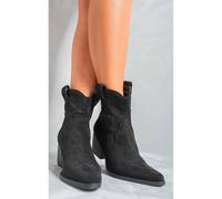 Ikrush Laura Faux Suede Cowboy Ankle Length Boots In Black Black