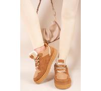 Ikrush Leiza Chunky Lace Up Faux Fur Trainers In Brown Brown