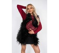 Ikrush Lirena Faux Fur Sleeveless Gilet With Open Front In Black Black