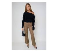 Ikrush Lucia High Waisted Faux Leather Trouser In Camel Camel