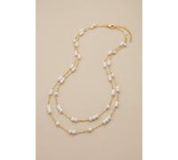 Ikrush Mambo Double Pearl Layer Necklace In Cream Cream
